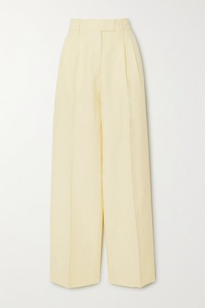 Pastel yellow Camino cotton and linen-blend tapered pants | REMAIN Birger Christensen | NET-A-PORTER
