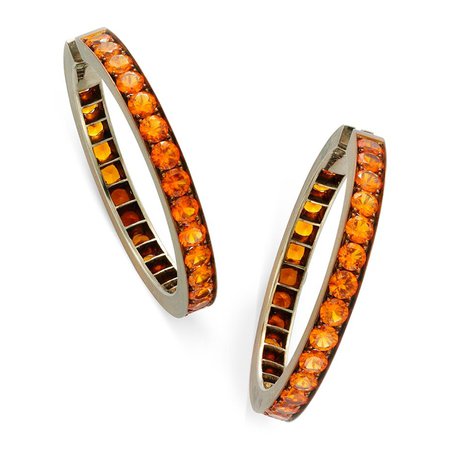 A Pair of Orange Sapphire and Copper Hoop Earrings, by Hemmerle -