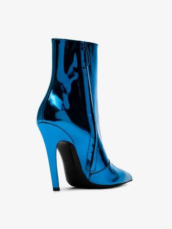 Balenciaga Metallic Blue Slash Heel 110 Ankle Boots | Browns