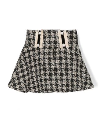 Patachou Houndstooth Tweed Mini Skirt - Farfetch