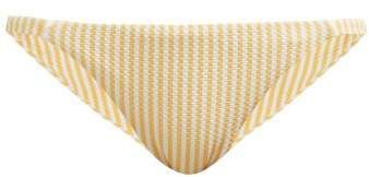 Asceno - Striped Technical Seersucker Bikini Briefs - Womens - Yellow White