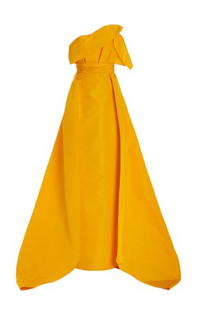 Pleated Strapless Silk Column Gown By Carolina Herrera | Moda Operandi