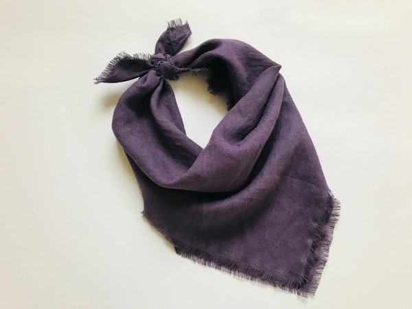 Dark purple bandana 100% linen. Purple linen scarf for women | Etsy