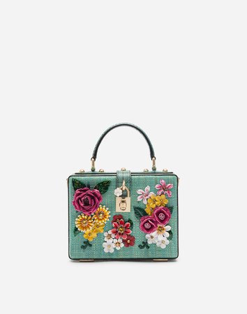 Collection - DOLCE BOX BAG IN TROPEA STRAW WITH EMBROIDERY