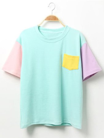 Color-block T-shirt With Pocket