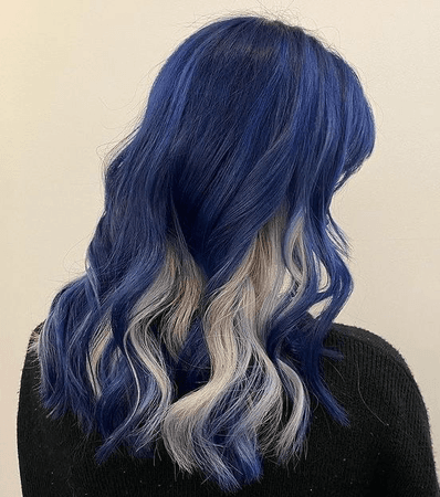 blue and white hair