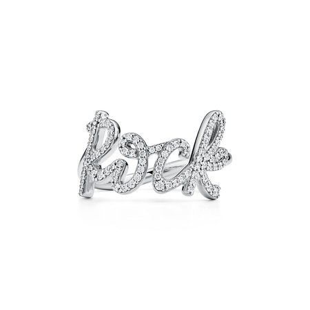 Paloma's Graffiti rock ring in 18k white gold with diamonds. | Tiffany & Co.