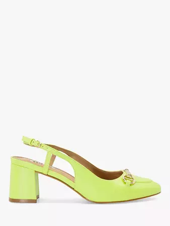 Dune Cassie Snaffle Trim Leather Sling Back Sandals, Lime Green at John Lewis & Partners