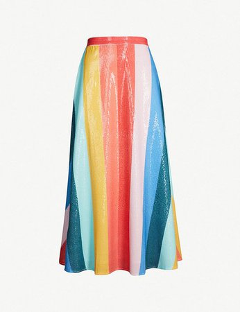 OLIVIA RUBIN  Rainbow-Srtipped sequinned skirt