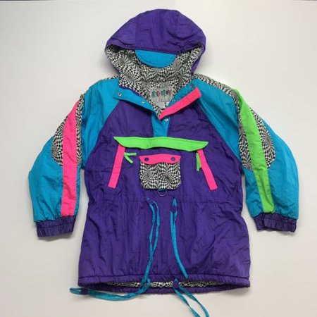 Vtg 80s Neon Ski Jacket Women's Medium East West Panda Group Retro Color Block | eBay