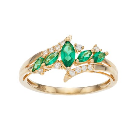 14k Gold Over Silver Lab-Created Emerald & White Sapphire Marquise Ring | Kohls