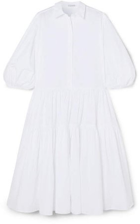 Cecilie Bahnsen - Amy Oversized Tiered Cotton-poplin Shirt Dress - White