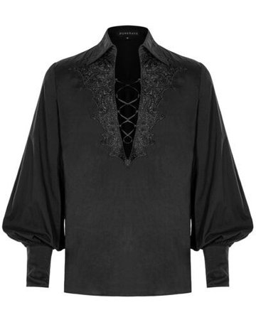 BLACK SHIRT WITH LACES cuffed sleeves