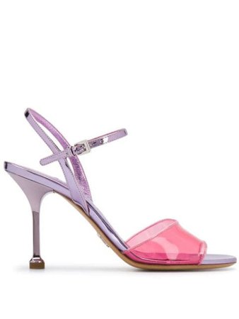 Pink Prada Transparent Detail Sandals | Farfetch.com