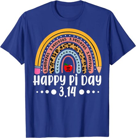 Happy Pi Day Mathematic Leopard Rainbow Math Teacher Gift T-Shirt : Clothing, Shoes & Jewelry