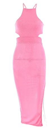 Платье с вырезамт по бокам розовое