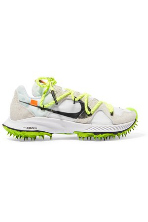 Nike | + Off-White Zoom Terra Kiger 5 faux suede and mesh sneakers | NET-A-PORTER.COM