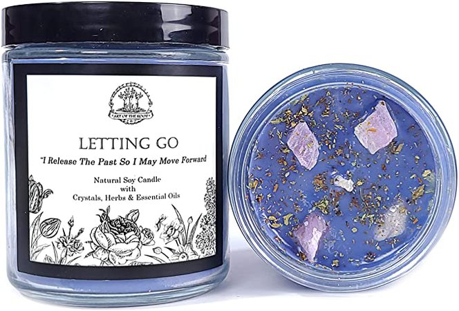 Amazon.com: Letting Go Affirmation Candle: 8 oz Natural Soy with Pink Kunzite Crystals, Herbs & Essential Oils for Trauma, Grief, Negativity, Anger, Emotional Release & Old Baggage Wiccan, Pagan & Magick Rituals: Home Improvement