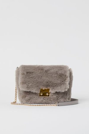 Faux Fur Shoulder Bag - Gray - Ladies | H&M US
