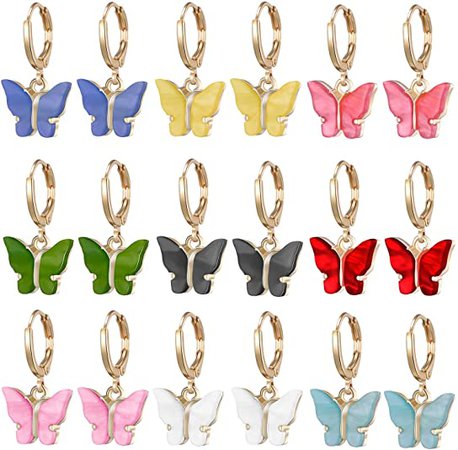 Amazon.com: 9 Pairs Hoop Earrings with Charm for Women Aesthetic Earrings Lesbian Earrings- Butterfly Earrings for Women Pack- Sun Moon and Star Earrings for Girls-Butterfly Dangle Earrings for Women Fashion: Jewelry