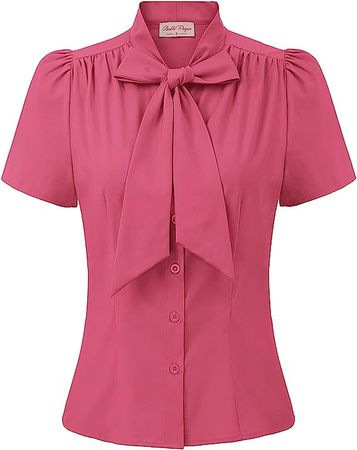 Casual Chiffon Blouse Tops for Women Short Sleeve Button Up,Royal Blue,Small at Amazon Women’s Clothing store