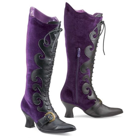 Purple Velvet Boots - Women’s Romantic & Fantasy Inspired Fashions