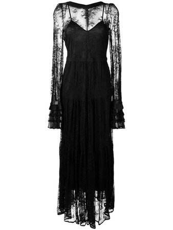 Black Coral Long Lace Dress