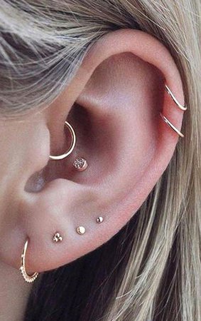 multiple gold earrings - Google Search