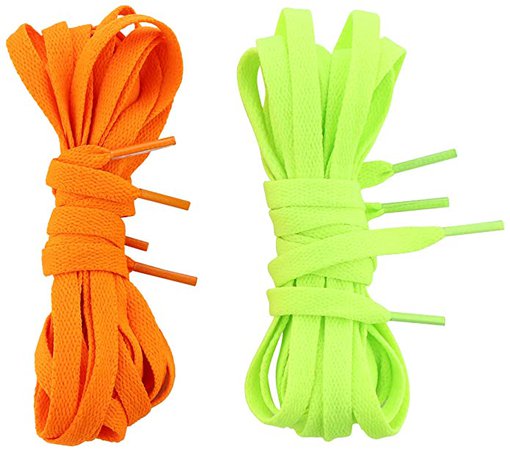 Amazon.com: Dedesw Flat Shoe Laces for Sneakers Shoe Strings Athletic Shoelaces 5/16" Wide Orange Neon Green 60" : Clothing, Shoes & Jewelry