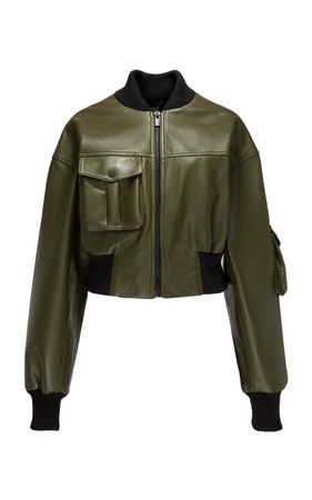Le Mans Cropped Leather Bomber Jacket By The Mannei | Moda Operandi