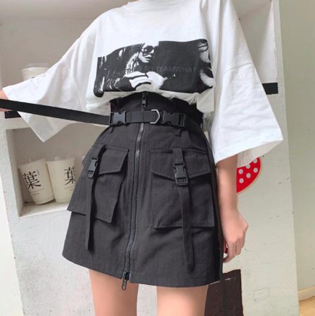 Cargo Army Buckle Pocket Techwear Style Waist Skirt Vintage | Etsy