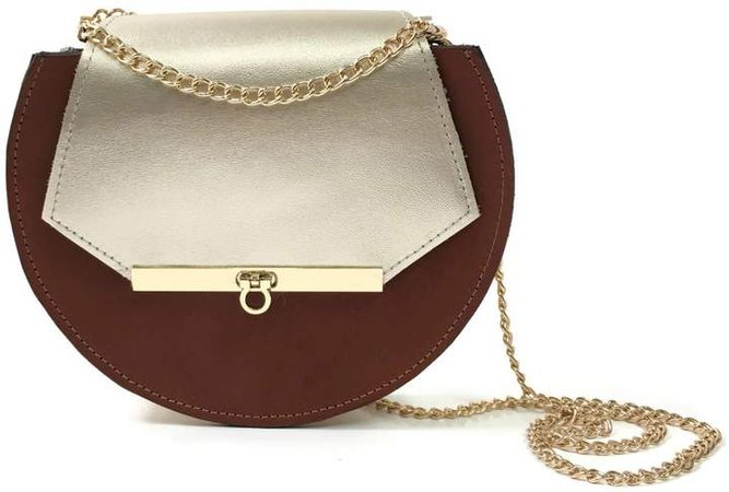 Angela Valentine Handbags - Loel Mini Military Bee Chain Bag Clutch Cognac & Champagne Gold