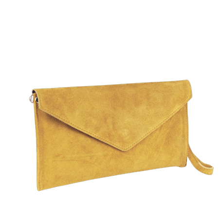 Personalised Suede Envelope Clutch Bag Mustard