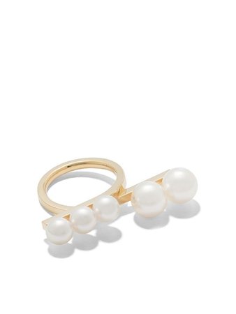Shop TASAKI 18kt yellow gold Balance loop pearl ring with Express Delivery - FARFETCH