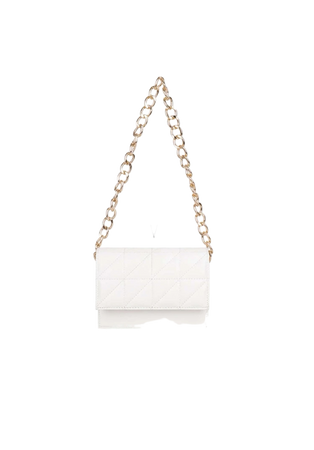 white and gold chain bag