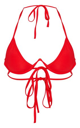 Red Cleavage Wire Bikini Top | PrettyLittleThing USA