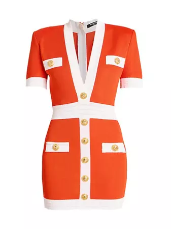 Shop Balmain Short-Sleeve Body-Con Minidress | Saks Fifth Avenue
