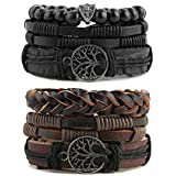 Amazon.com: GelConnie Brown Leather Cuff Bracelet Punk Belt Braided Wrap Bracelet Viking Bangle Handmade Woven Wristband for Women, Men LPB005: Jewelry