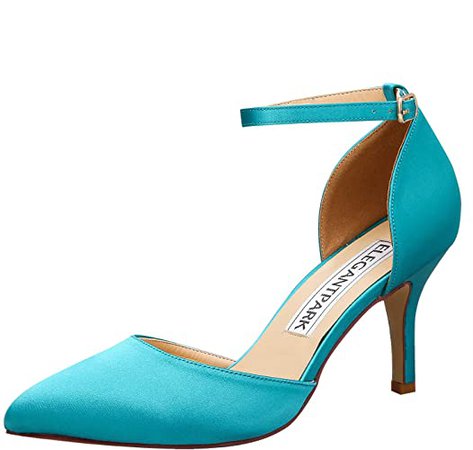 Amazon.com | ElegantPark Women Pointed Toe High Heel Pumps Satin Ankle Strap Wedding Bridal Evening Party Dress Shoes | Pumps