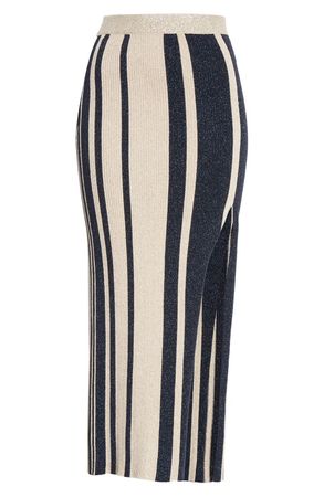 Self-Portrait Metallic Stripe Midi Sweater Skirt | Nordstrom