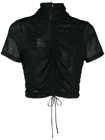Cinq À Sept High Neck Rouched Blouse In Black | ModeSens