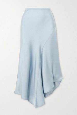 Blue Bailey asymmetric silk-satin midi skirt | Anine Bing | NET-A-PORTER