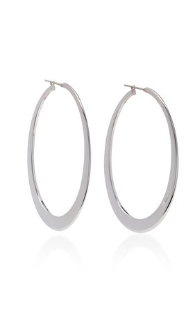 18K White Gold Crescent Oval Hoop Earrings by Sidney Garber | Moda Operandi