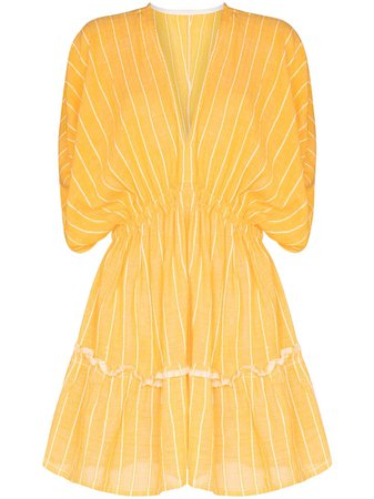 lemlem striped cotton flared mini dress