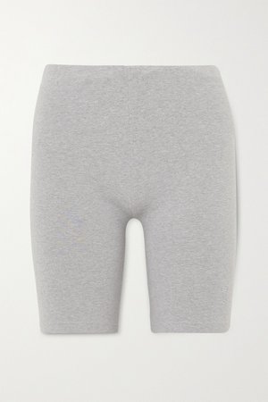 Gray Embroidered stretch cotton-jersey shorts | Les Girls Les Boys | NET-A-PORTER