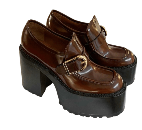 brown platform boots