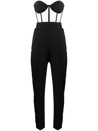 Shop black & white David Koma corset jumpsuit with Express Delivery - Farfetch
