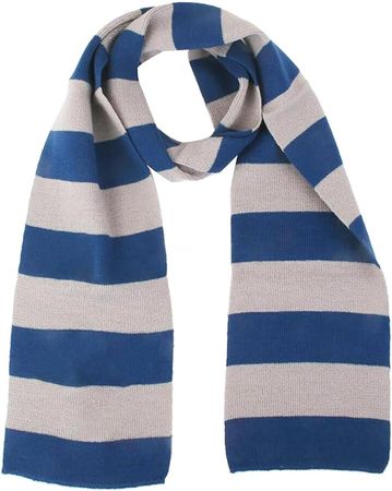 VIVIAN & VINCENT Fall Winter Ultra Soft Knit Striped Scarf for Women Men Boys Girls Halloween Wizard Costume Blue Gray at Amazon Men’s Clothing store