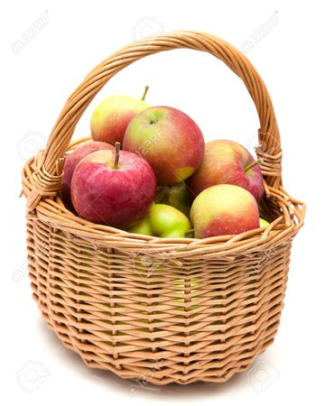 Wicker Basket Full Of Apples Isolated On White Stock Photo, Picture And Royalty Free Image. Image 21759245.