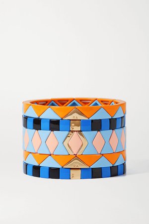 Blue Nemo set of five enamel and gold-tone bracelets | Roxanne Assoulin | NET-A-PORTER